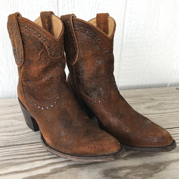 Idyllwind Glazed Roughout Outseam Studs Womens Western Ankle Boots 8 B IDL038-1 - Picture 2 of 14